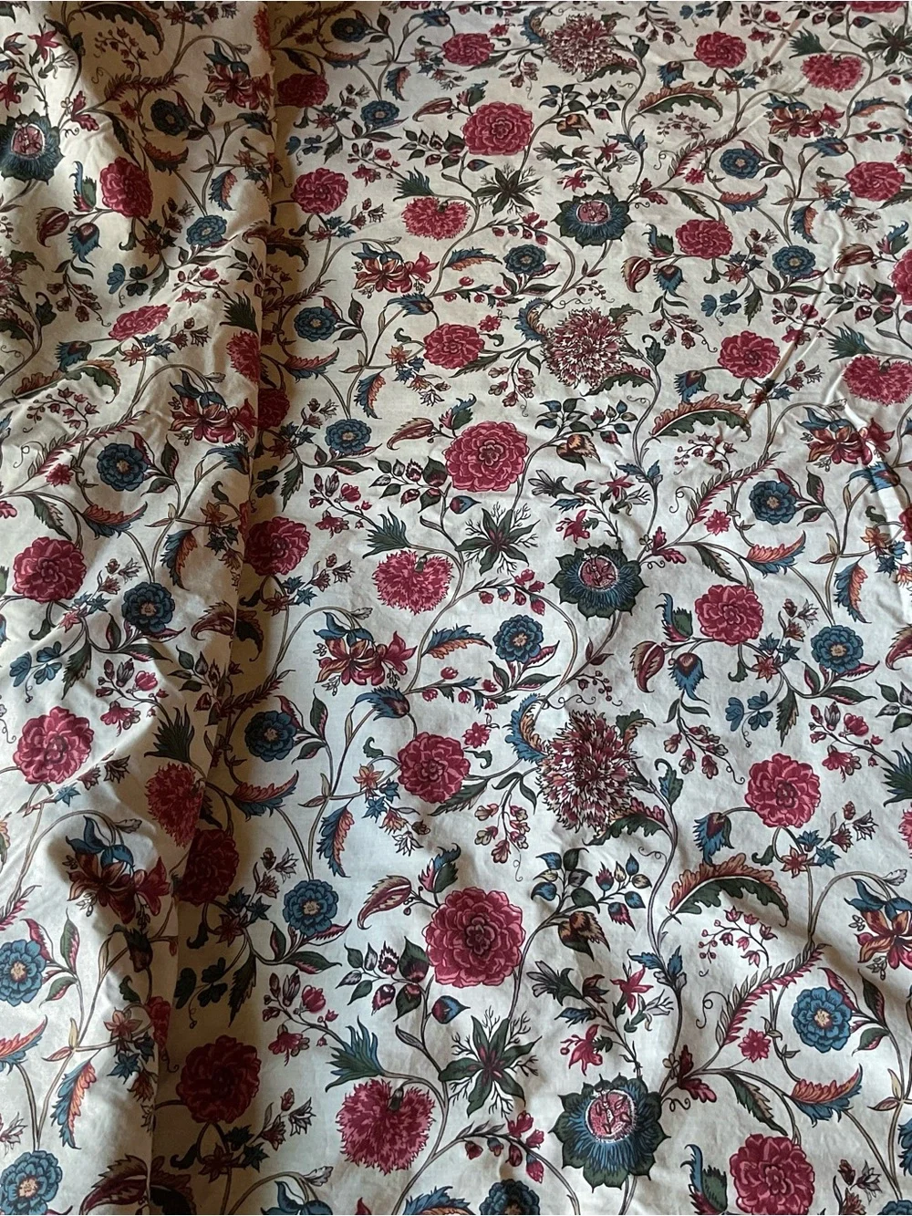 POTTERY BARN Amelie Floral with Gingham Borders Duvet Cover QUEEN 92x88”